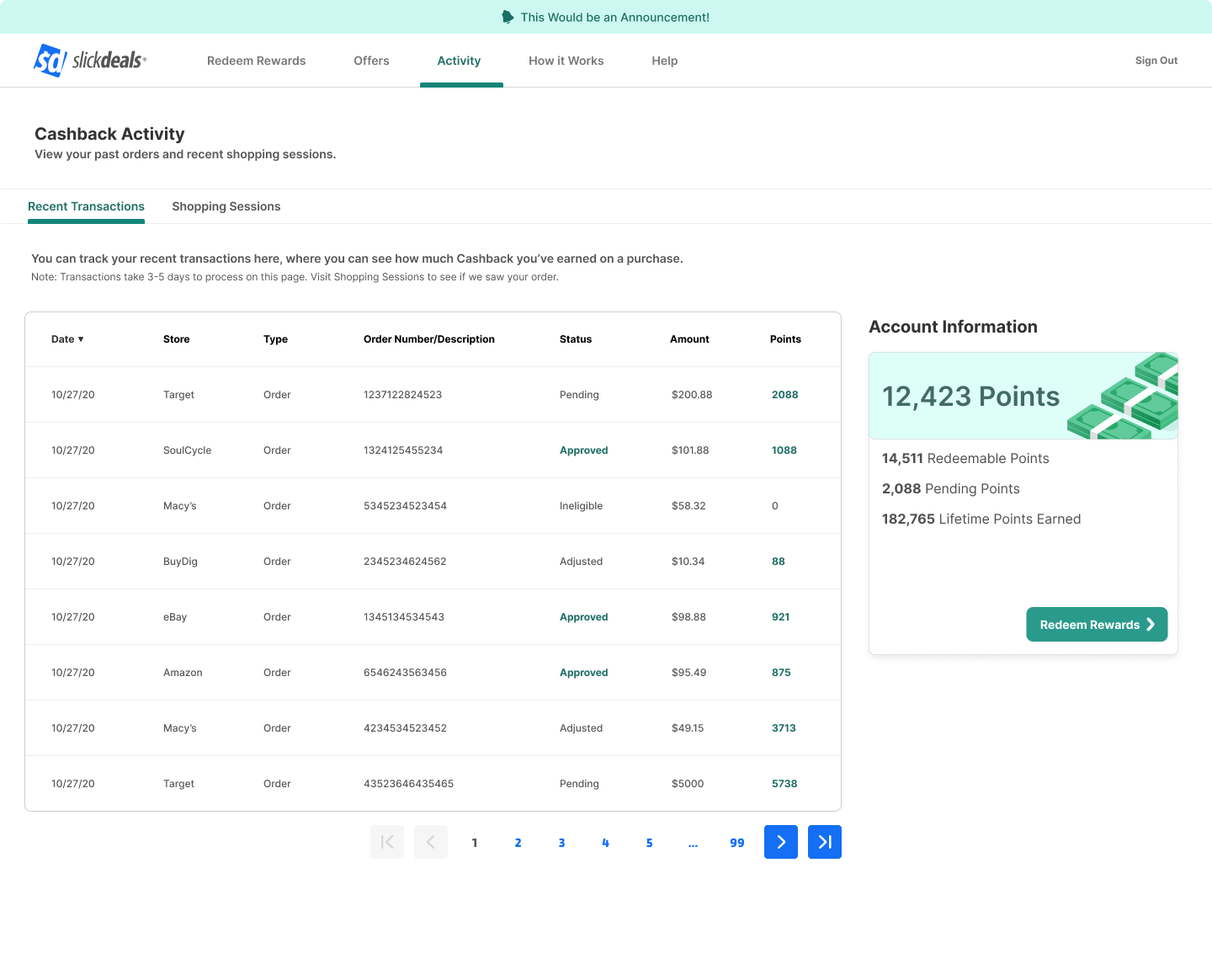 Before: Existing Activity Page