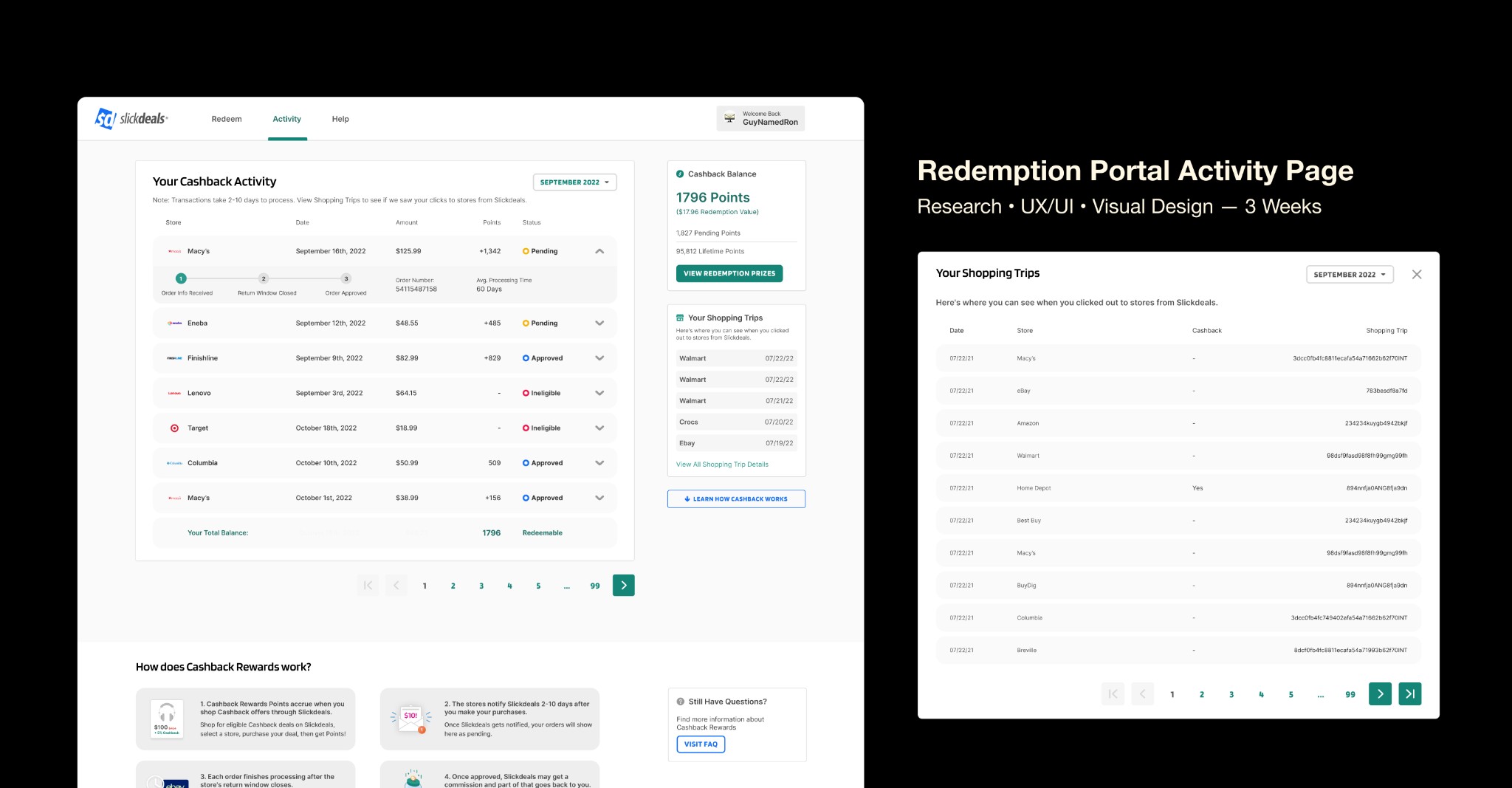 Slickdeals Activity Page Design